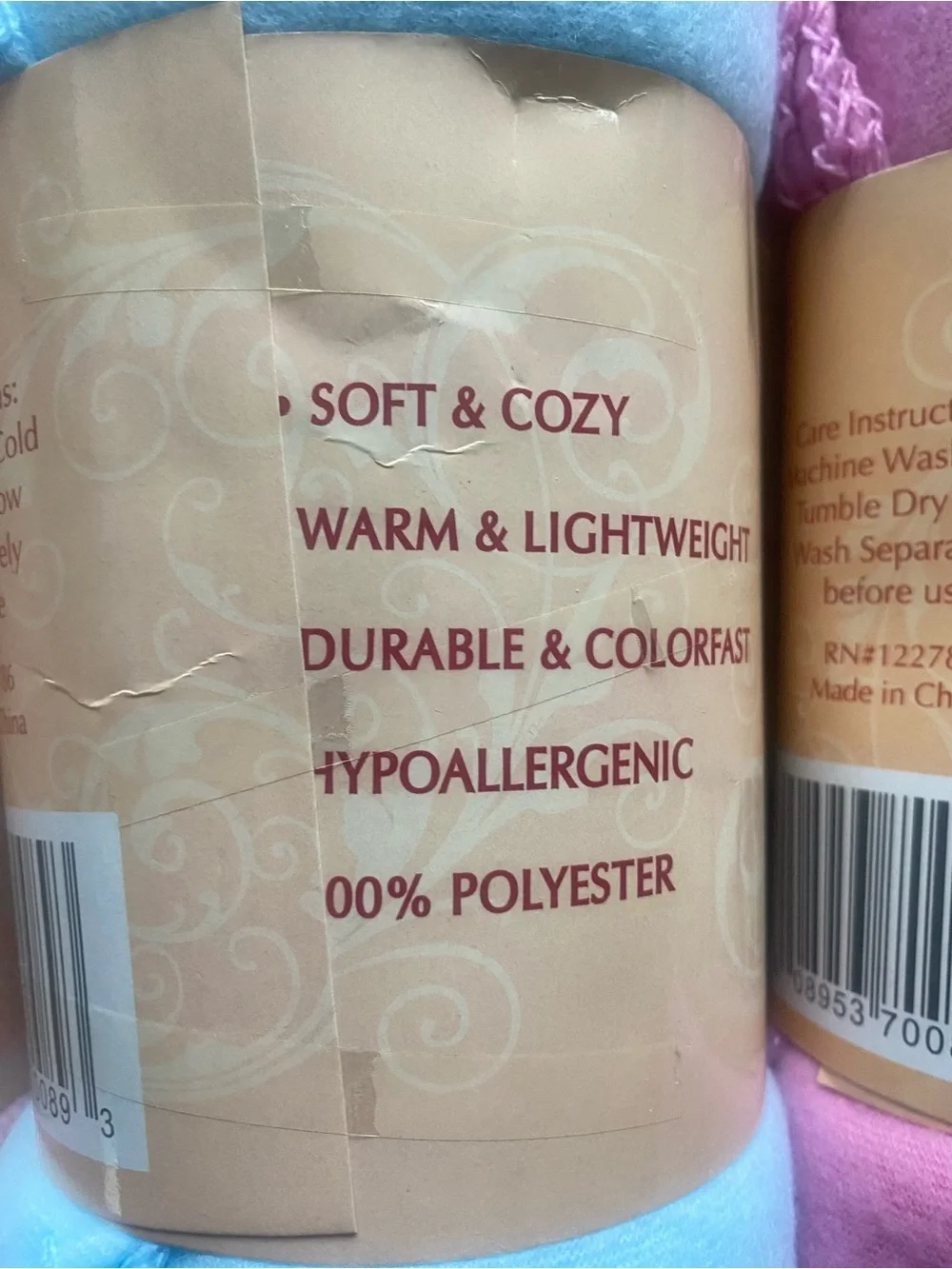 Lot of 3 Deluxe Fleece Throw Blanket Pastel Tones Lavender Pink Light Blue 50x60